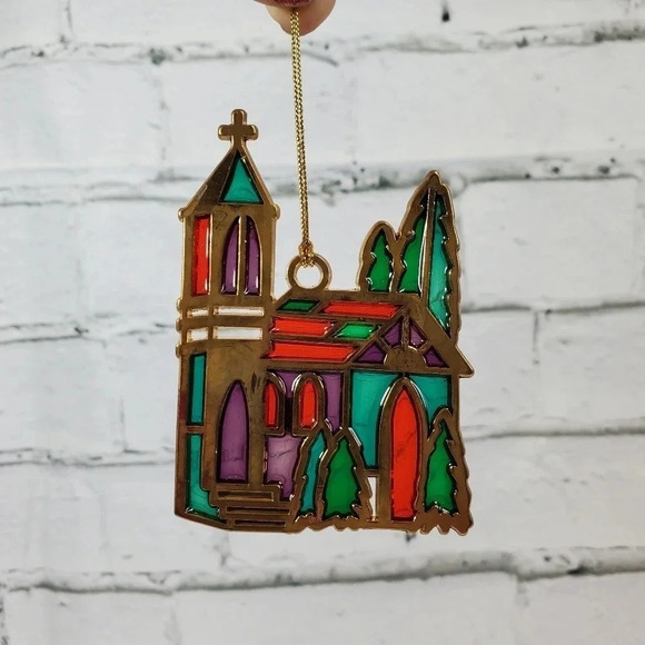 Russ Berrie & CO Holiday Highlights 1980s Vintage Ornament CHRISTMAS CHURCH HM24 - Picture 15 of 16